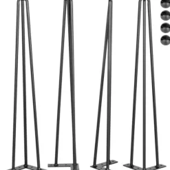 Bordben - VEVOR - 18" / 45,7 cm - Kulstofstål - Kapacitet 100 kg - Sæt med 4-FS- Svart