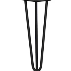 Bordben i Hårnål - SKISKI - 35,5 cm - Sort Metal - 3 Stænger - 12 mm Tykkelse