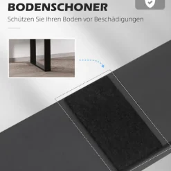 Bordben Sæt Af 2, Bordløbere, Møbelfødder Af Firkantede Profiler, Til Sofabord, Spisebord, Stål, Sort, 60X72 Cm