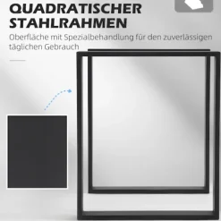 Bordben Sæt Af 2, Bordløbere, Møbelfødder Af Firkantede Profiler, Til Sofabord, Spisebord, Stål, Sort, 60X72 Cm
