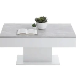 Bordbordsbord - Sofaende - melamin Grå Beton og Hvid L100 x H46,1 x D65 cm Grå och vit