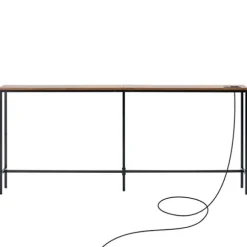 Bordkonsol smal - DUOKU - YJXXGZ-001 - 180 cm - Entréemøbel med stikkontakter - Brun + Sort Brun + Svart