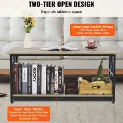 Bordlampe - DUOKU - KLLT-07 - Brun og Sort - 100 cm - Åben Opbevaring Brun + svart