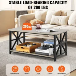 Bordlampe - DUOKU - KLLT-07 - Brun og Sort - 100 cm - Åben Opbevaring Brun + svart