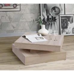 Bordlampe med roterende plade - Kvadratisk - Eg - 78 x 78 x 36 cm - KAFFE Ek