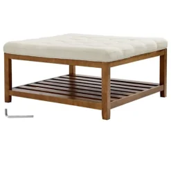 Bordplade - DUOKU - CWD0101CA-KD-BEIGE - Firkantet - Polstret i Linned - Kapacitet 181,44 kg Äggskal