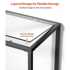 Bordskonsol - DUOKU - RekTANGULÆR - Hærdet Glas - 2 Niveauer - Moderne Design