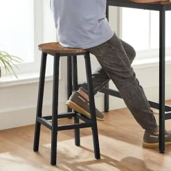 Bordsæt, Højt bord med 2 skamler, Køkkenbord og Køkkenstole, Brun