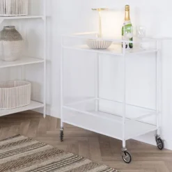 Bordvogn med hjul 68x40x79 cm i hvid metal - VITEA Vit