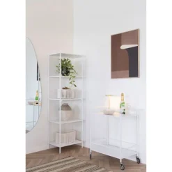 Bordvogn med hjul 68x40x79 cm i hvid metal - VITEA Vit