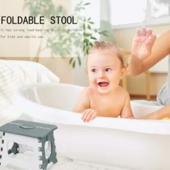 Bærbar og holdbar skridsikker foldeskammel, understøtter op til 136 kg, kompakt design for minimal opbevaringsplads, perfekt til indendørs og udendørs brug | Fyndiq