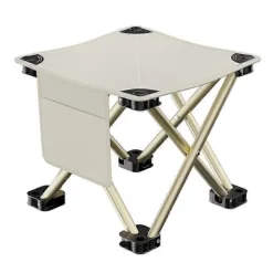Bærbar sammenklappelig campingstol, udendørs strandstol, sammenklappelig fodskammel 33*33*33cm White 33*33*33cm