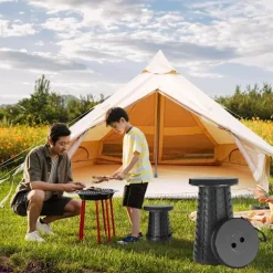 Bærbar teleskopskammel, opgraderet foldbar camping skammel Röd