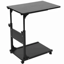 Bærbart multifunktionelt aftageligt laptopbord med hjul til seng, sofa, bøger, sort