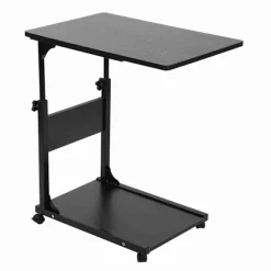Bærbart multifunktionelt aftageligt laptopbord med hjul til seng, sofa, bøger, sort