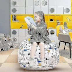Børne Bean Bag til Opbevaring af Udstoppede Dyr med Bærehåndtag til Legetøj - Dinosaur