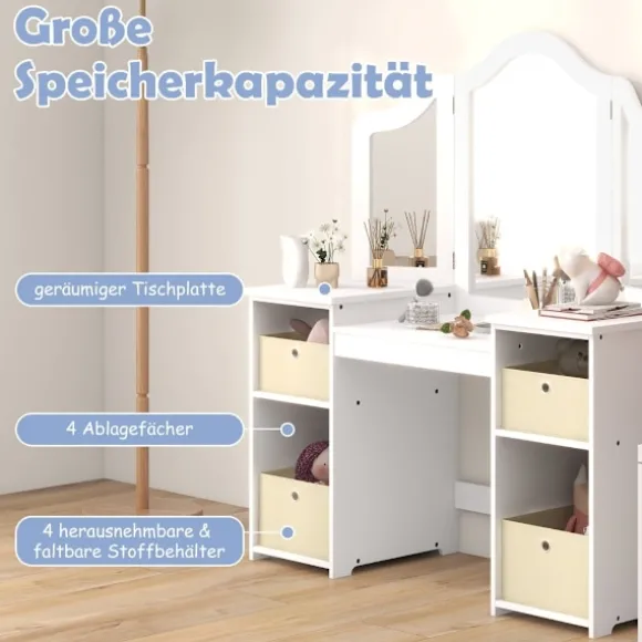 Børne sminkebord med aftageligt spejl og opbevaring