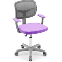 Børneskrivebordsstol 360° drejelig ungdomsstol 80-91,5 cm højdejusterbar 54 x 50 x 80-91,5 cm lilla