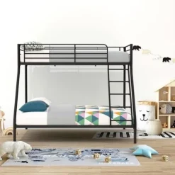 BRUCE Stapelsenge 3 pladser - 90/140 x 190 cm - Sort - I metal - Inklusive madrasbunde Svart