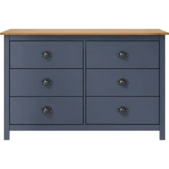 Buffet - Hill - 6 skuffer - massiv fyrretræ - 125 x 40 x 80 cm Grå