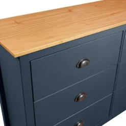 Buffet - Hill - 6 skuffer - massiv fyrretræ - 125 x 40 x 80 cm Grå