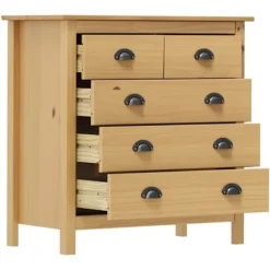 Buffet - Hill - 5 skuffer - Massivt fyrretræ - 79 x 40 x 80 cm