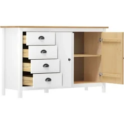 Buffet - Hill - Hvid - Massiv fyr - 130 x 40 x 80 cm Vit
