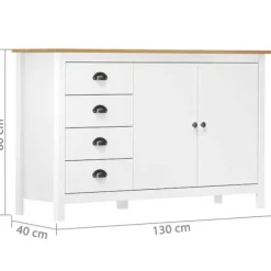 Buffet - Hill - Hvid - Massiv fyr - 130 x 40 x 80 cm Vit