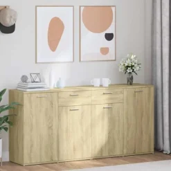 Buffet - Maison Exclusive - Sonoma eg - 160 x 36 x 75 cm - 4 døre, 2 skuffer Sonoma ek