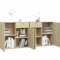 Buffet - Maison Exclusive - Sonoma eg - 160 x 36 x 75 cm - 4 døre, 2 skuffer Sonoma ek