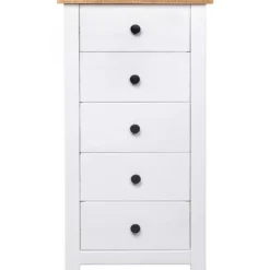 Buffet - Panama - 5 skuffer - Massivt fyrretræ - Hvid 46x40x89 cm Vit