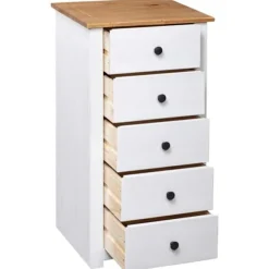 Buffet - Panama - 5 skuffer - Massivt fyrretræ - Hvid 46x40x89 cm Vit