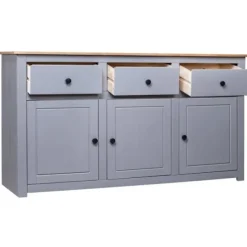 Buffet - Panama - Grå - Massivt træ - 135 x 40 x 80 cm Grå