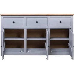 Buffet - Panama - Grå - Massivt træ - 135 x 40 x 80 cm Grå