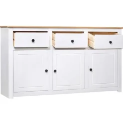 Buffet - Panama-serien - Massivt fyrretræ - Hvid - 135x40x80 cm Vit