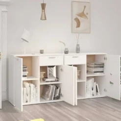Buffet bas - Maison Exclusive - Hvid - 160x36x75 cm - Ingeniørtræ, 2 skuffer Vit
