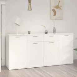 Buffet bas - Maison Exclusive - Hvid - 160x36x75 cm - Ingeniørtræ, 2 skuffer Vit
