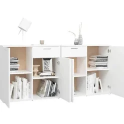 Buffet bas - Maison Exclusive - Hvid - 160x36x75 cm - Ingeniørtræ, 2 skuffer Vit