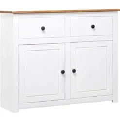 Buffet bas - Panama-serien - Hvid - Massivt fyrretræ - 2 døre 4 skuffer 93x40x80 cm Vit
