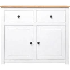 Buffet bas - Panama-serien - Hvid - Massivt fyrretræ - 2 døre 4 skuffer 93x40x80 cm Vit