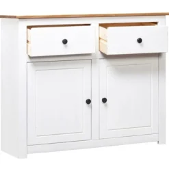Buffet bas - Panama-serien - Hvid - Massivt fyrretræ - 2 døre 4 skuffer 93x40x80 cm Vit