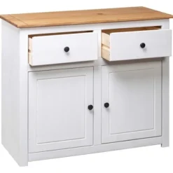 Buffet bas - Panama-serien - Hvid - Massivt fyrretræ - 2 døre 4 skuffer 93x40x80 cm Vit