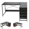 Bureau Gaming Vinkel 150 cm-Duoku-L-formet Skrivebord-Reversibel PC-Computerbord-med Skuffer og Opbevaringshylder