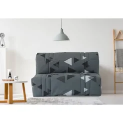 BZ DREAM bænksæde - Bikinigrå - 2 sæder - 100% bomuld - L 145 x D 100 x H 90 cm grå bikini (geometriskt mönster)
