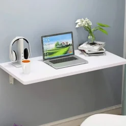 [CA] Vægmonteret Klapbord Nedfaldsbladbord, Træ Klapbord, Væg (Hvid)
