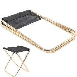 Camping Mini Foldbar Stol i Luftfartsaluminium - Guld
