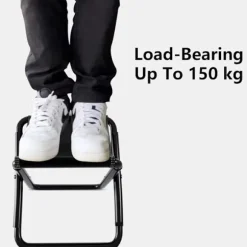 Camping Skammel - Bærbar Foldeskammel - 11 Tommer Foldeskammel - Sammenklappelig Camping Skammel - Fodskammel med Bæretaske, Belastningskapacitet op til 100 kg (Sort) | Fyndiq