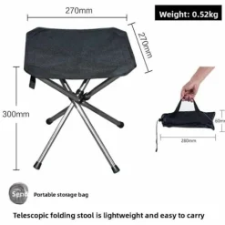 Camping skammel, lille foldbar stol, 30 cm letvægts foldbar skammel, kompakt rygsæk skammel med bæretaske