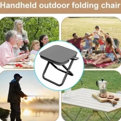 Campingstol - Foldbar skammel - Fiskestol - 600D Oxford stof og kulstofstål materiale - Opbevaringstaske - 28*26*23 cm - Sort