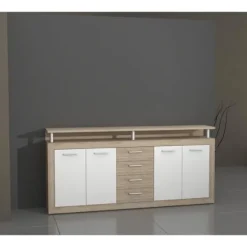 CAVA Moderne lav skænk med eg og hvid indretning - L 197 cm Ek och vit dekor